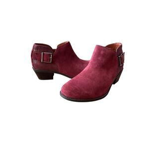 Vionic Women's Size 9 Suede Burgundy Ankle Boots EUC